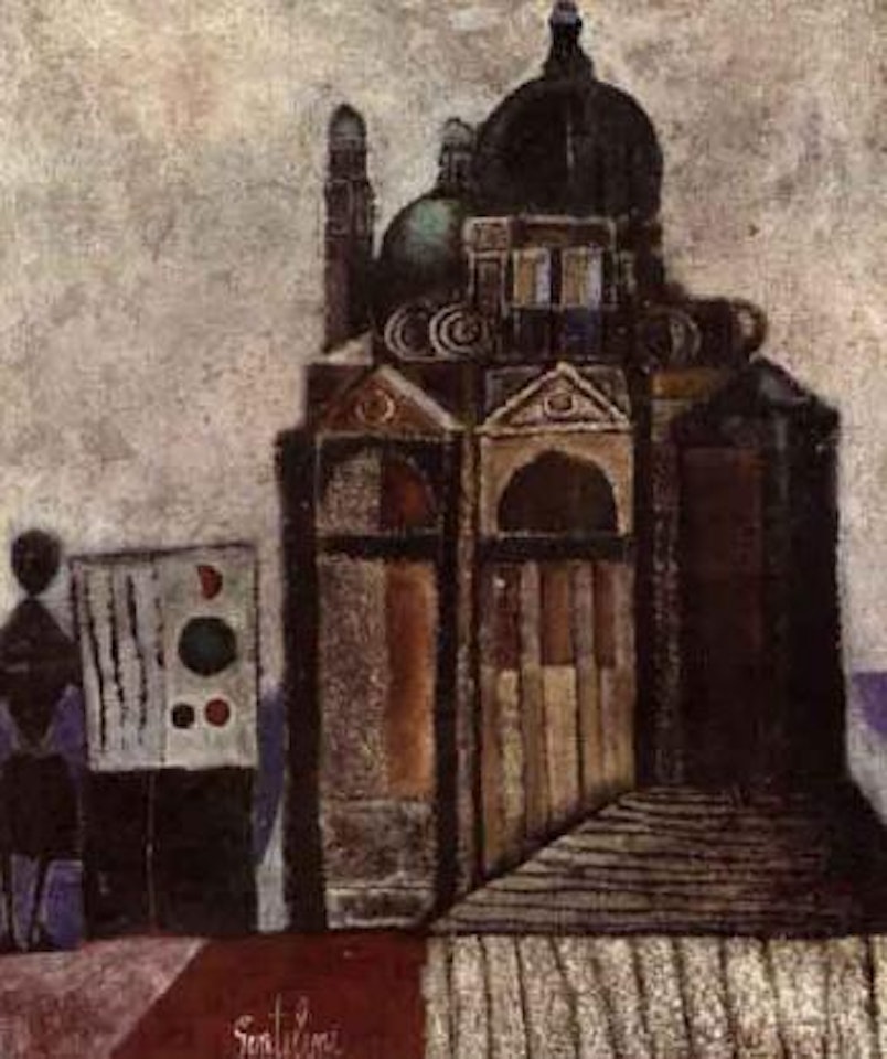 Cathedral, figure and table by Franco Gentilini