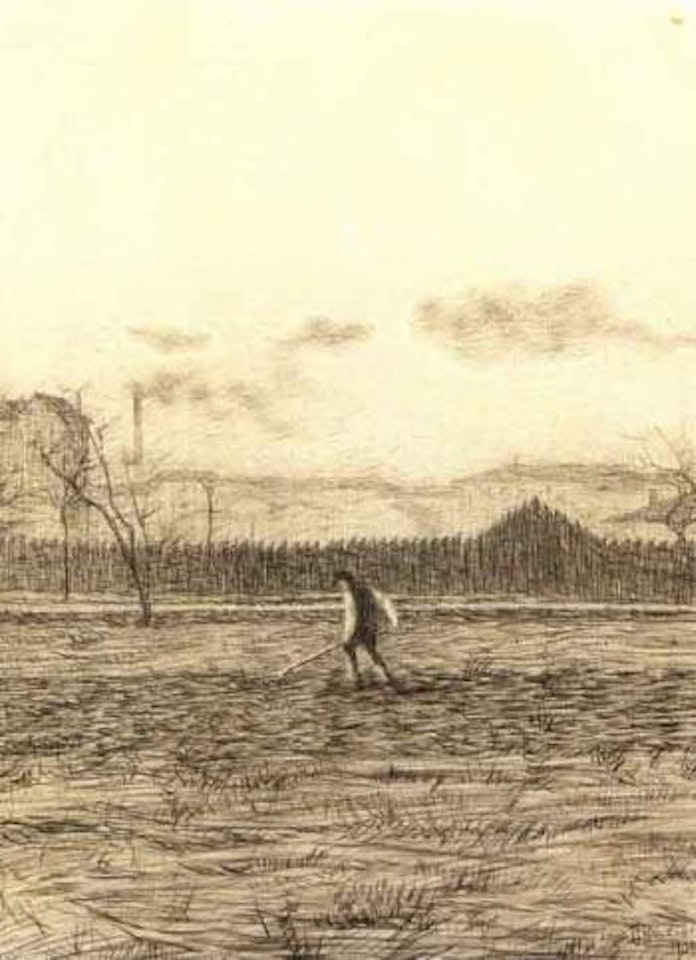 Countryside with peasant at work by Umberto Boccioni