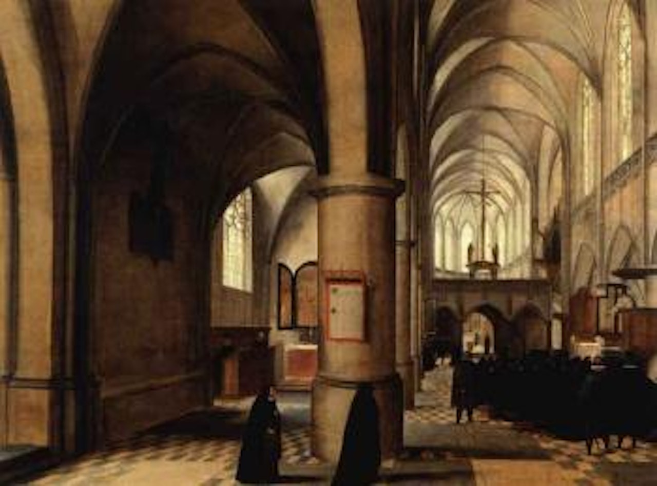 Interieur d'eglise gothique avec pretre prechant by Hendrik van Steenwyck the Younger