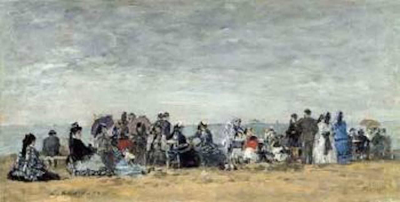Scene de plage a Trouville by Eugène Boudin