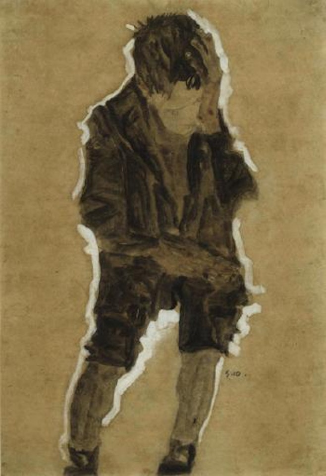 Boy, hand onto his face by Egon Schiele