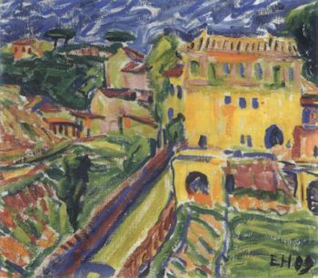 Houses near Rome. Landscape near Rome by Erich Heckel