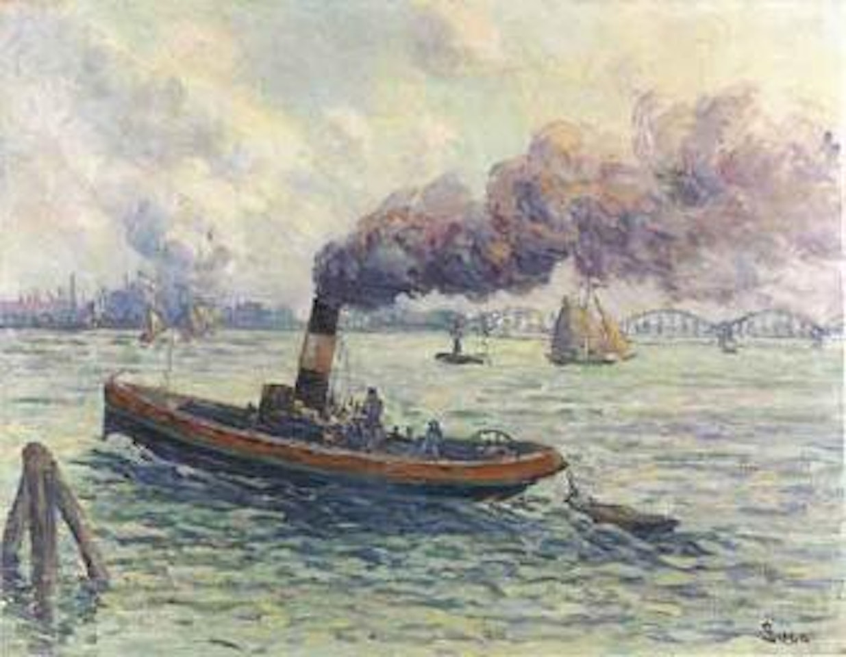 Rotterdam, remorqueur sur la Meuse by Maximilien Luce