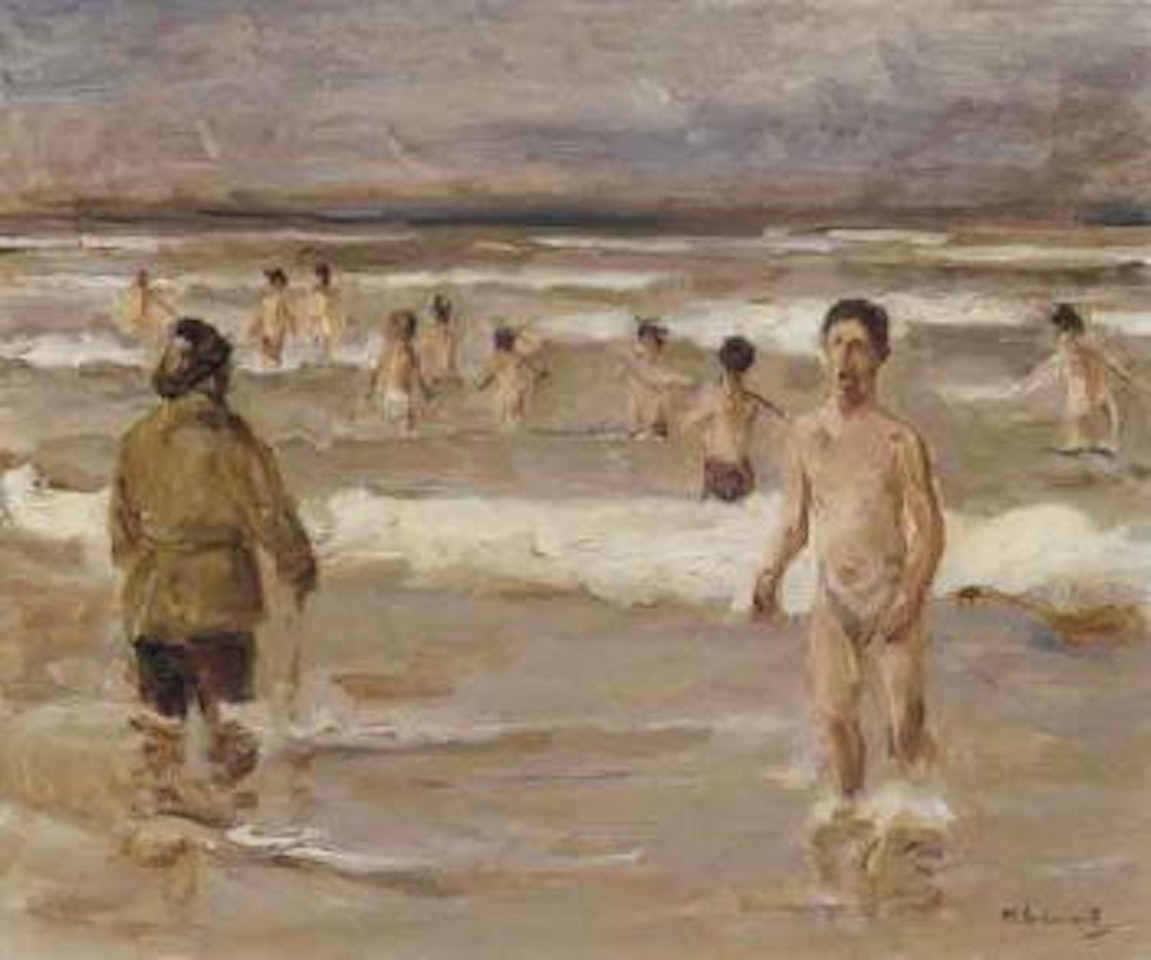 Young boys bathing at the seaside by Max Liebermann