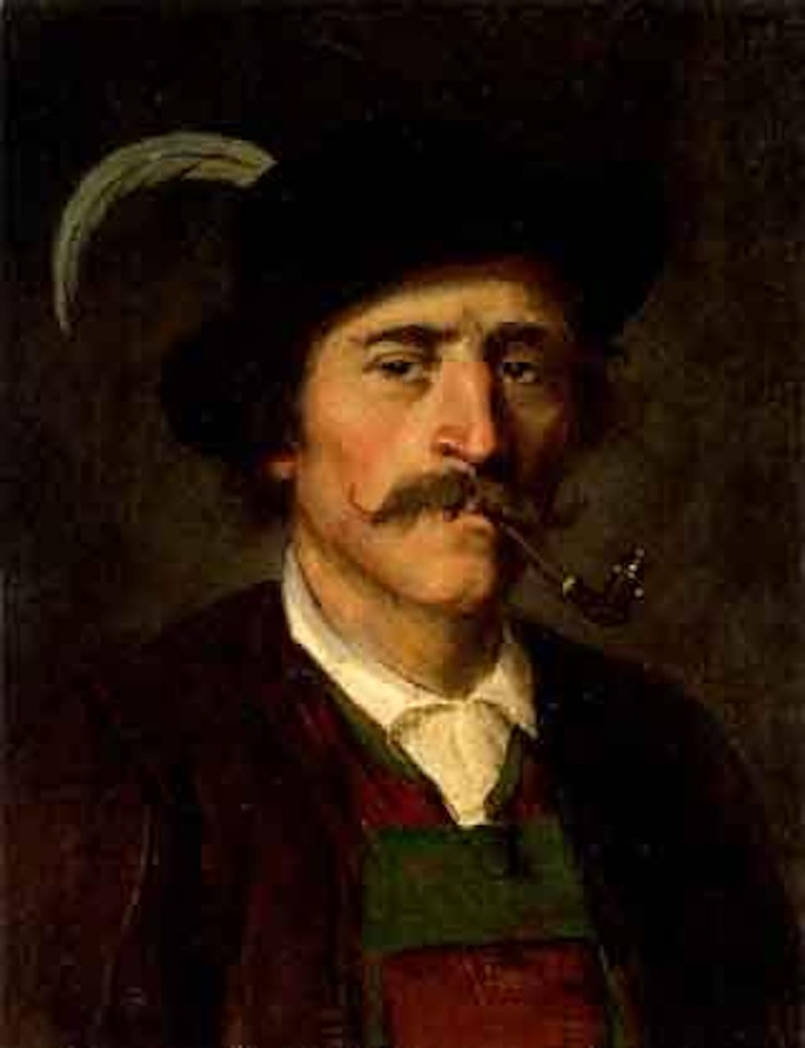Peasant man with hat and pipe by Franz von Defregger
