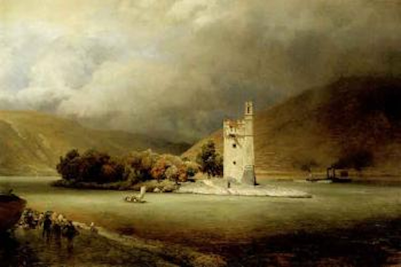 Mauseturm near Bingen by Oswald Achenbach