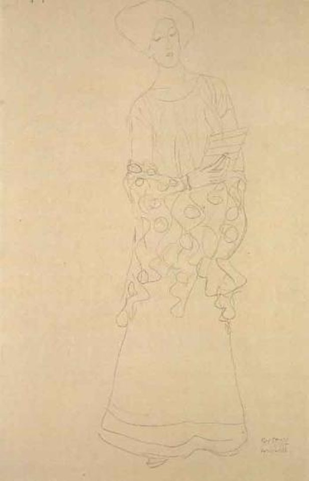 Figure reading or singing by Gustav Klimt