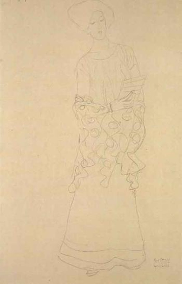 Figure reading or singing by Gustav Klimt