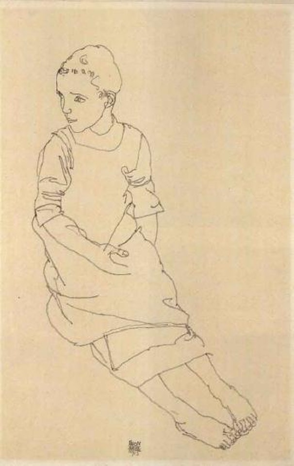 Young girl, seated by Egon Schiele