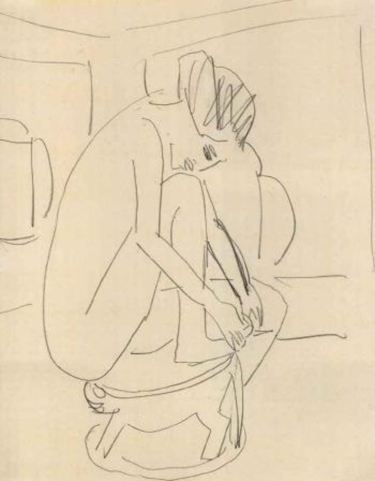 Nude on stool by Ernst Ludwig Kirchner