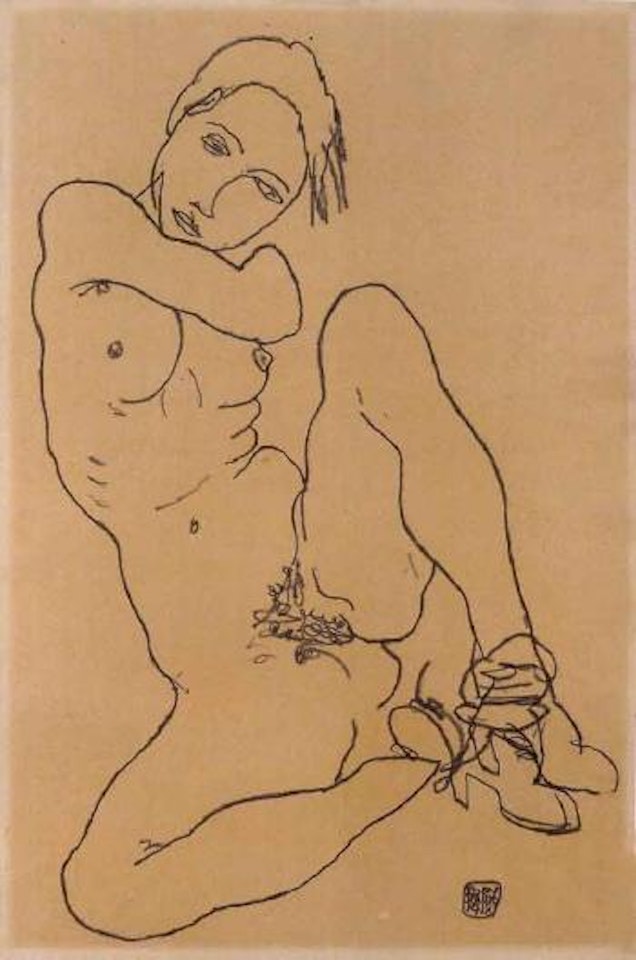 Girl with legs open by Egon Schiele