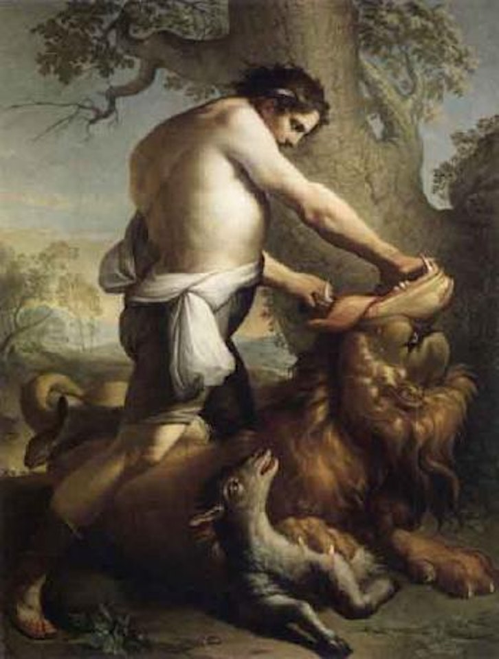 Samson slaying the lion by Italian School