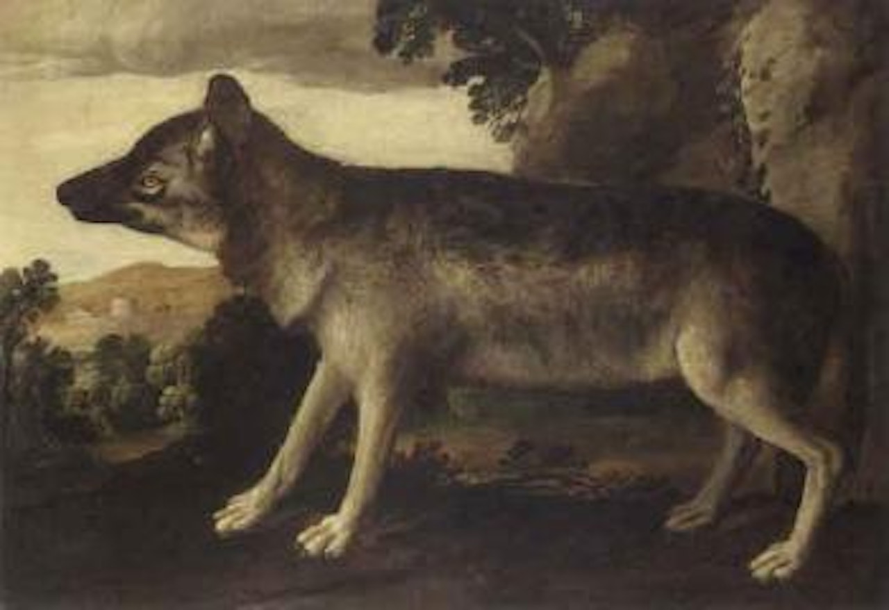 Portrait of a hound in a landscape by Italian School