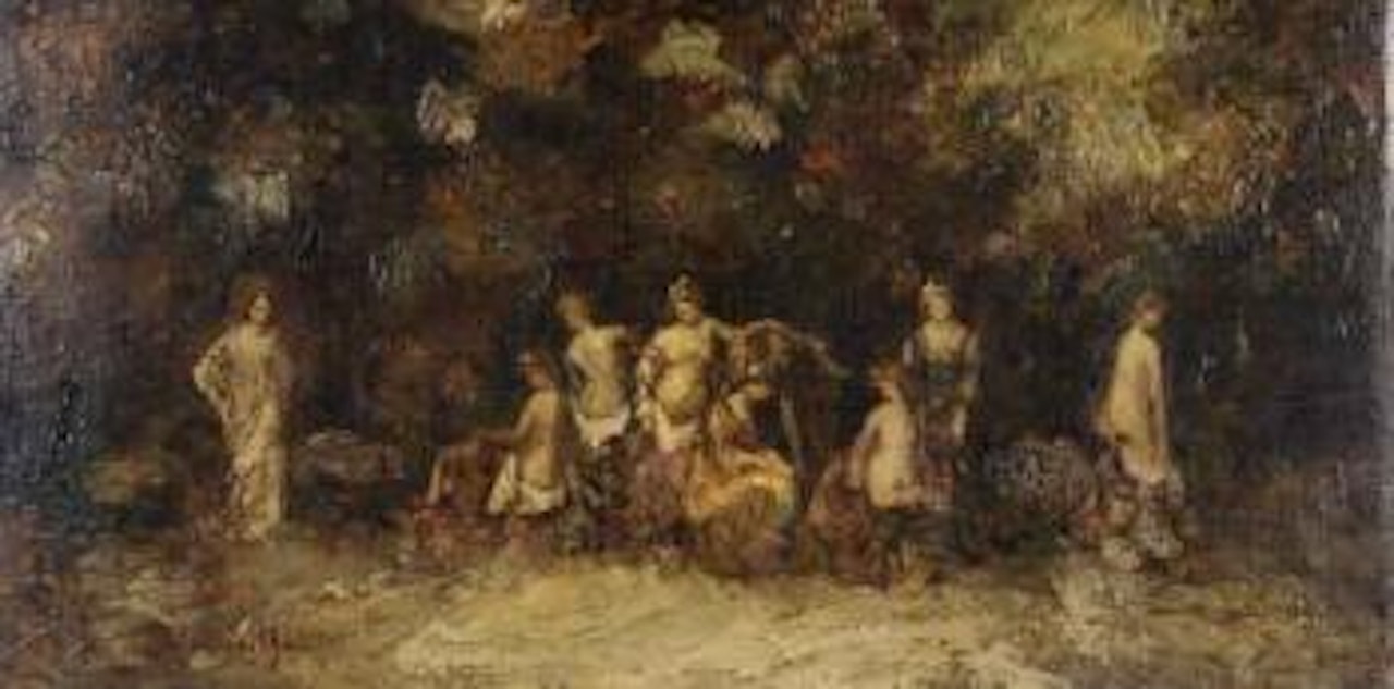 Bathers in an open glade by Adolphe Monticelli