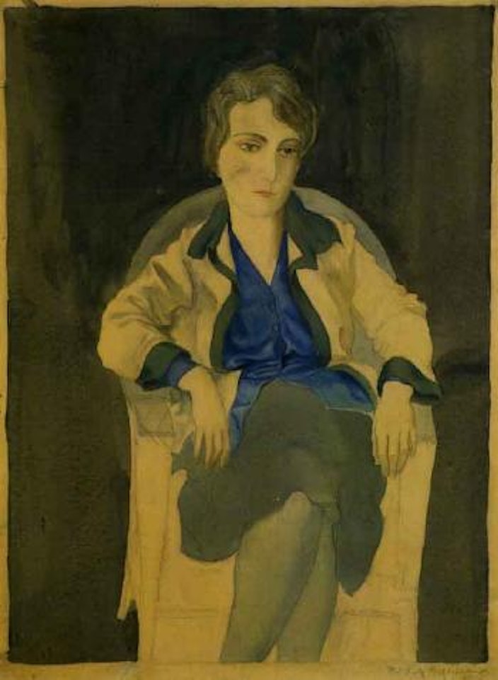 Young woman in chair by Rudolf Schlichter