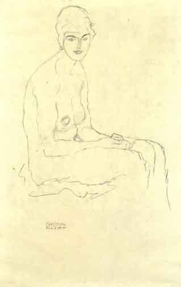 Seated nude by Gustav Klimt