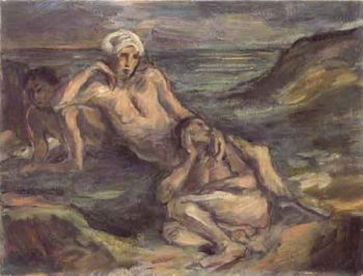 Three figures by the seaside by Karl Hofer