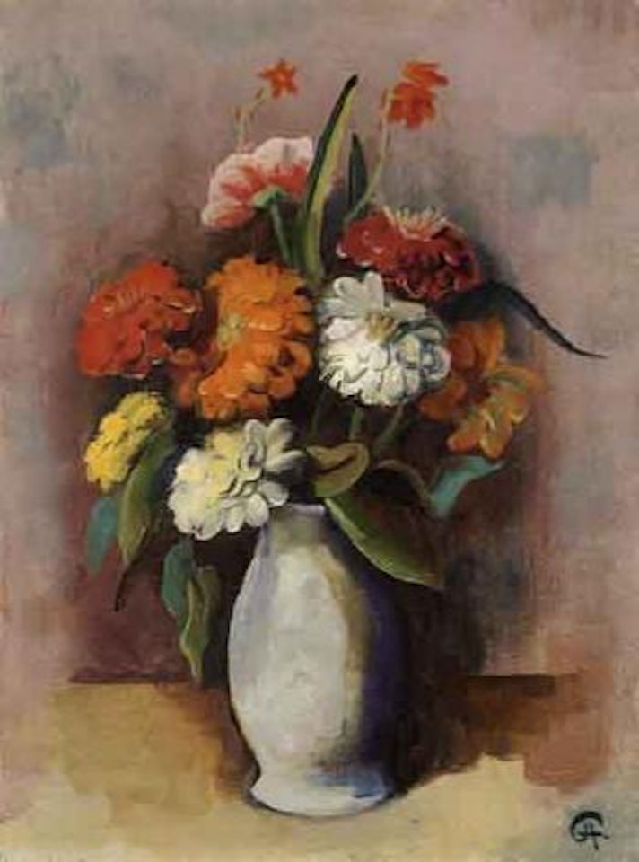 Still life of a vase of flowers by Karl Hofer