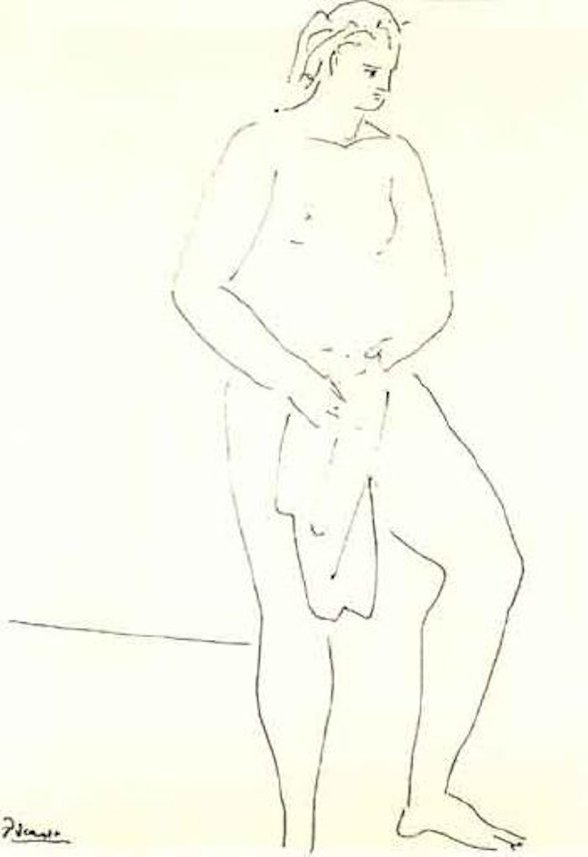 Femme nue debout tenant une serviette by Pablo Picasso