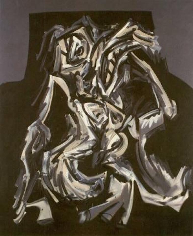 Tlacolteut in his armchair by Antonio Saura