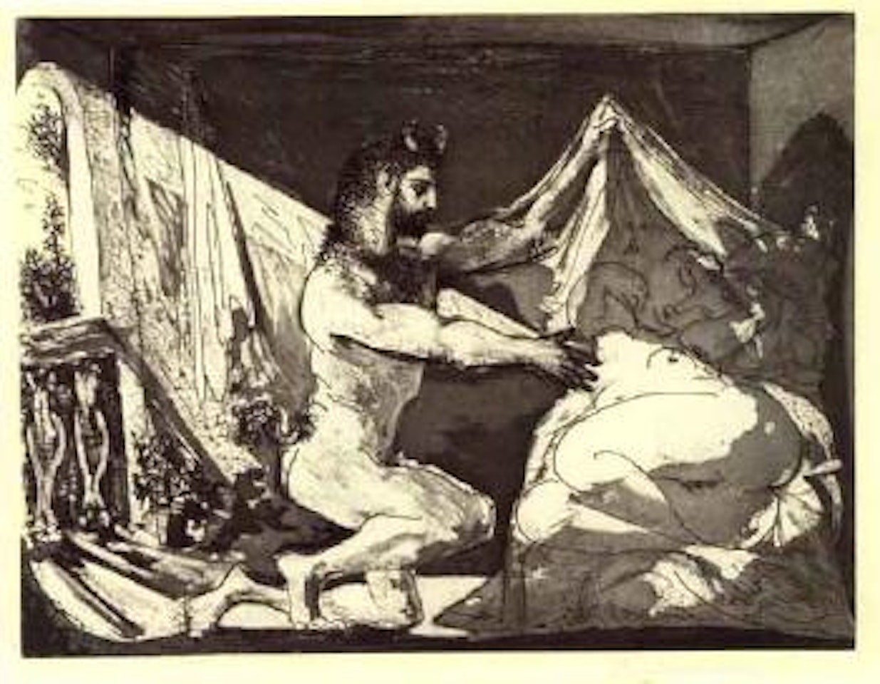 Faune devoilant une dormeuse by Pablo Picasso