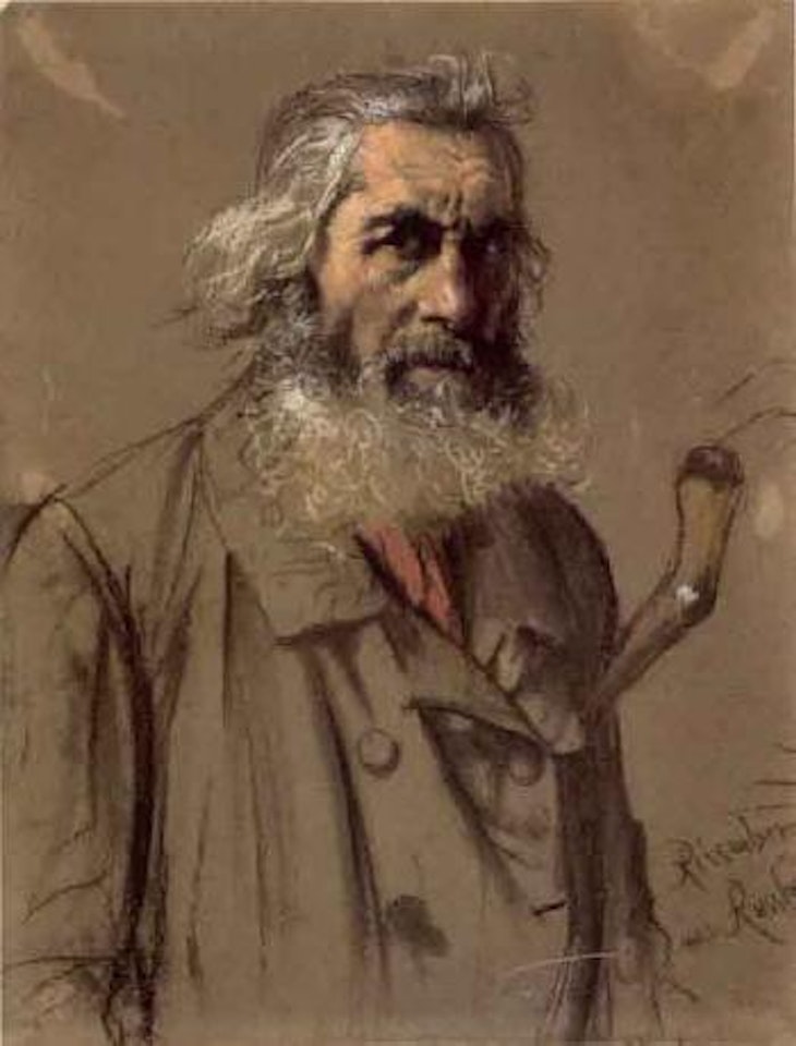Half portrait of an elderly man by Adolph Menzel