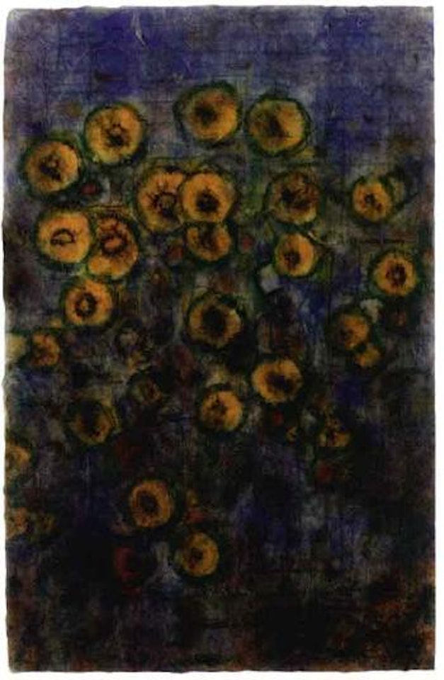 Yellow bloom on dark background by Christian Rohlfs