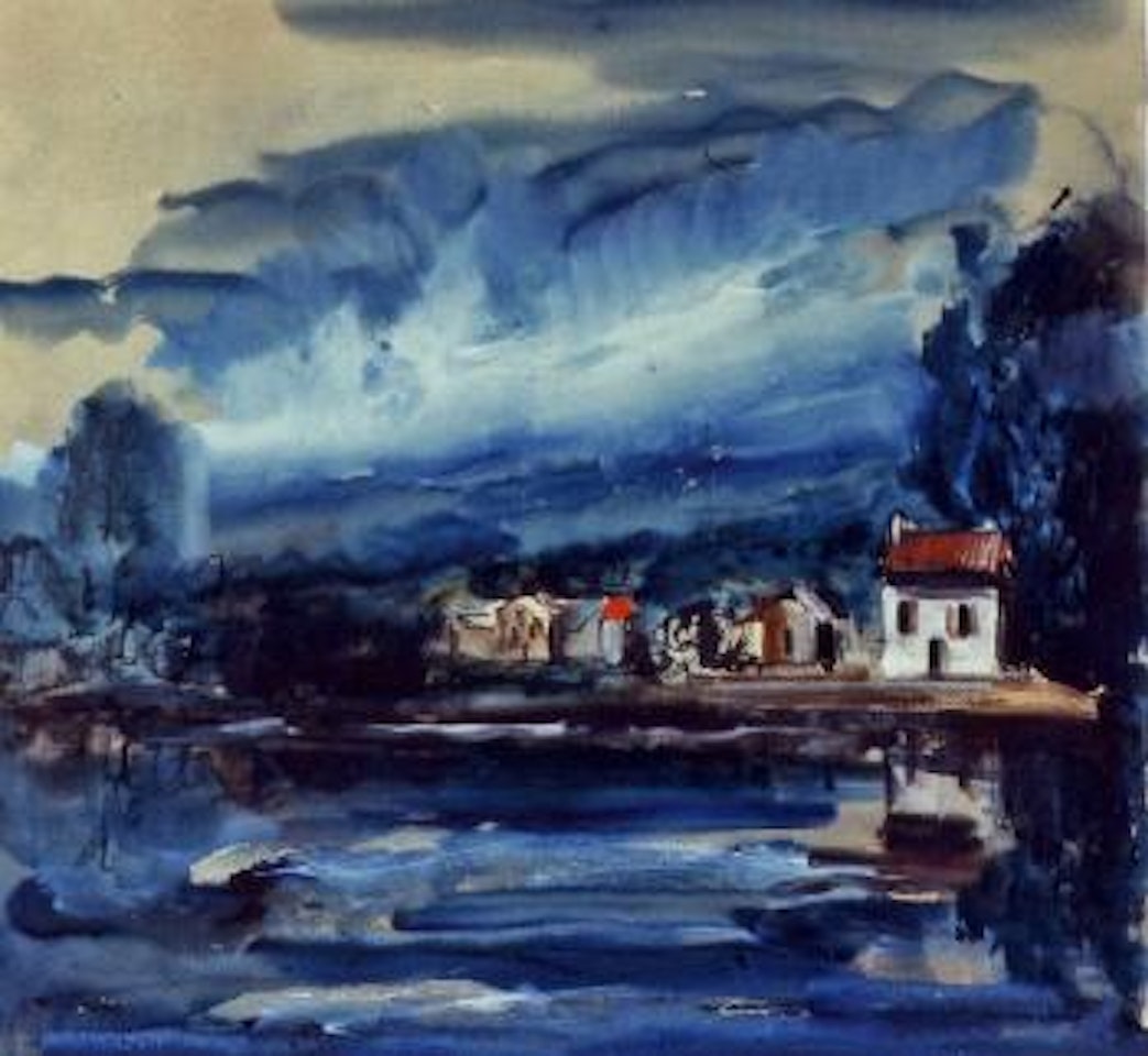 Maison au bord de la riviere by Maurice de Vlaminck