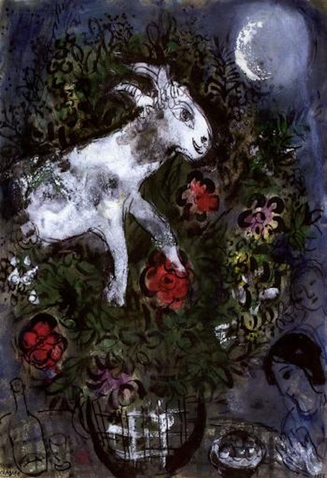 Le bouquet a la chevre blanche by Marc Chagall