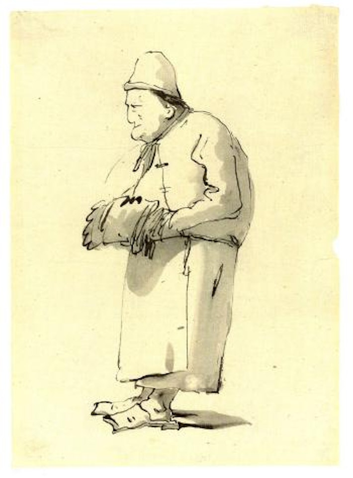 Caricature of a man with his hands in a muff by Giovanni Battista Tiepolo