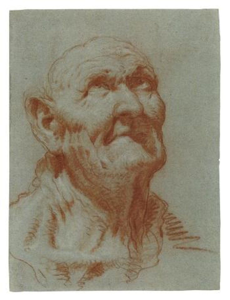 Head of an old man, looking upwards by Giovanni Battista Tiepolo