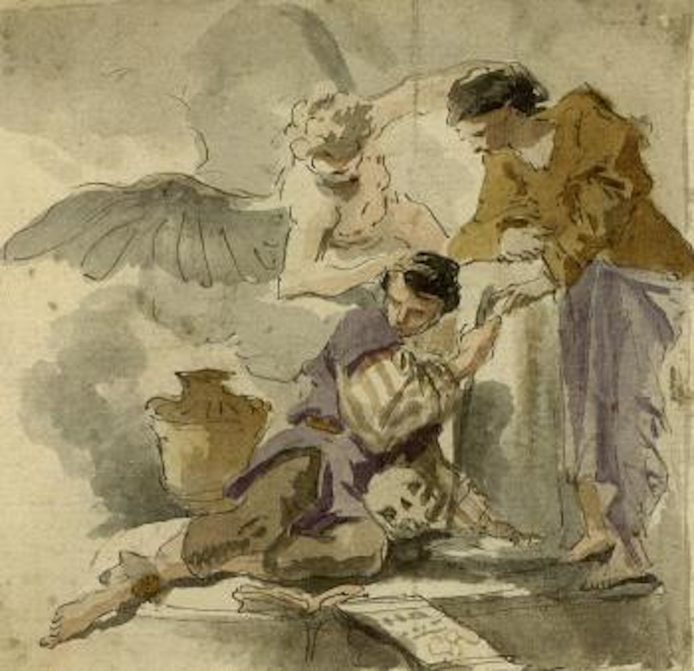 Two figures and an angel by Giovanni Battista Tiepolo