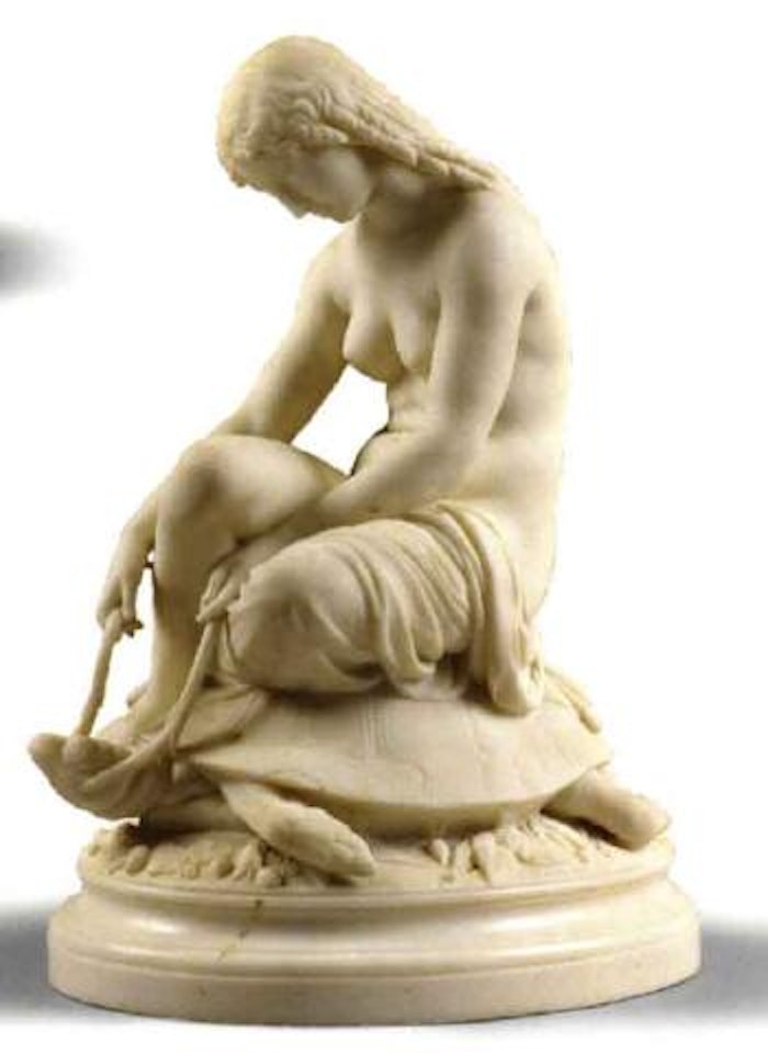 Girl on a tortoise by Mathurin Moreau