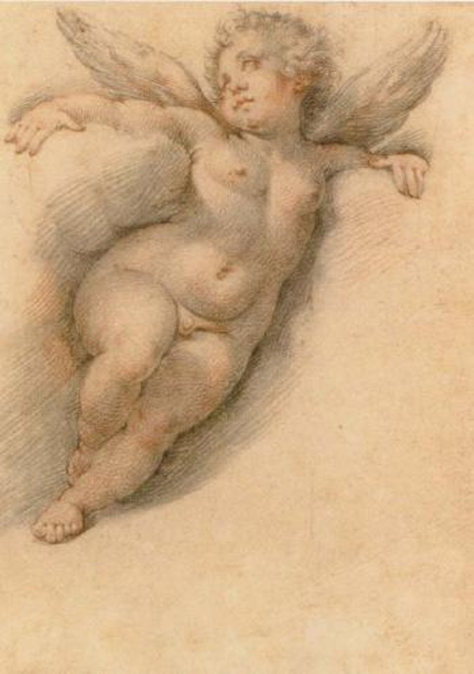 Putto leaning on clouds by Joseph Heintz the Younger