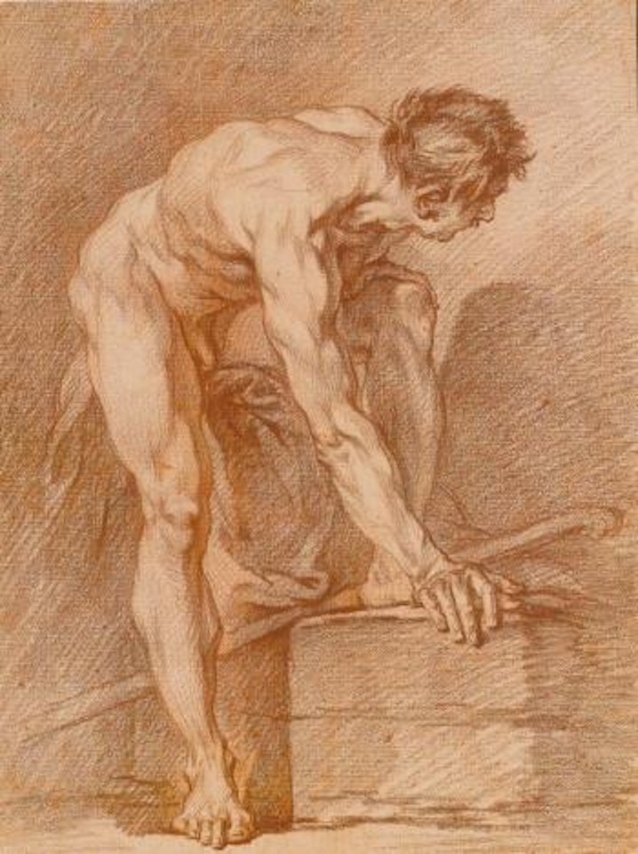 Stooping nude male by Francois Boucher