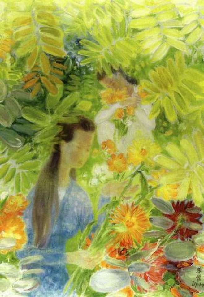 Women among flowers by Le Pho