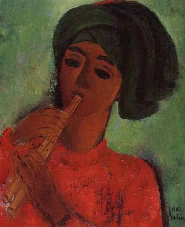 Flute player by Reuven Rubin