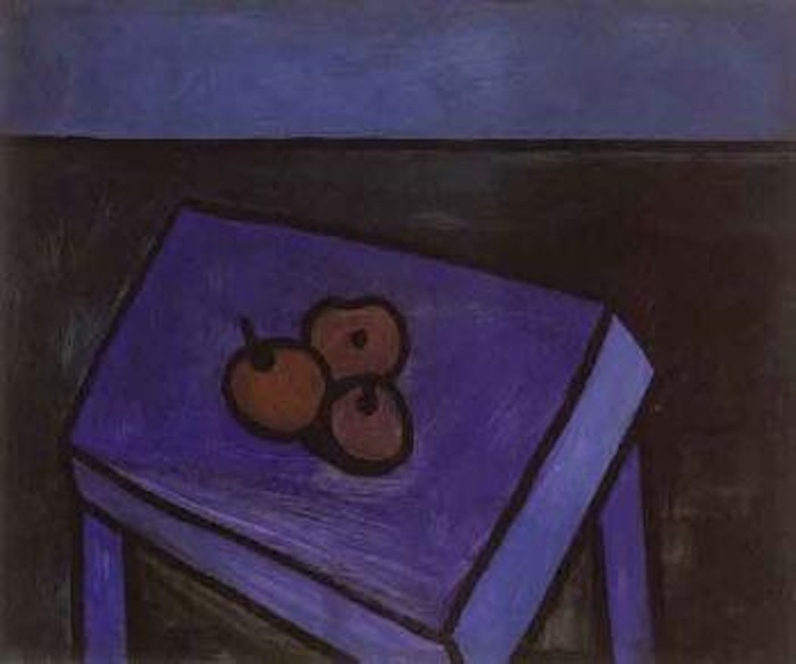Blue table with apples by Johann Georg Müller