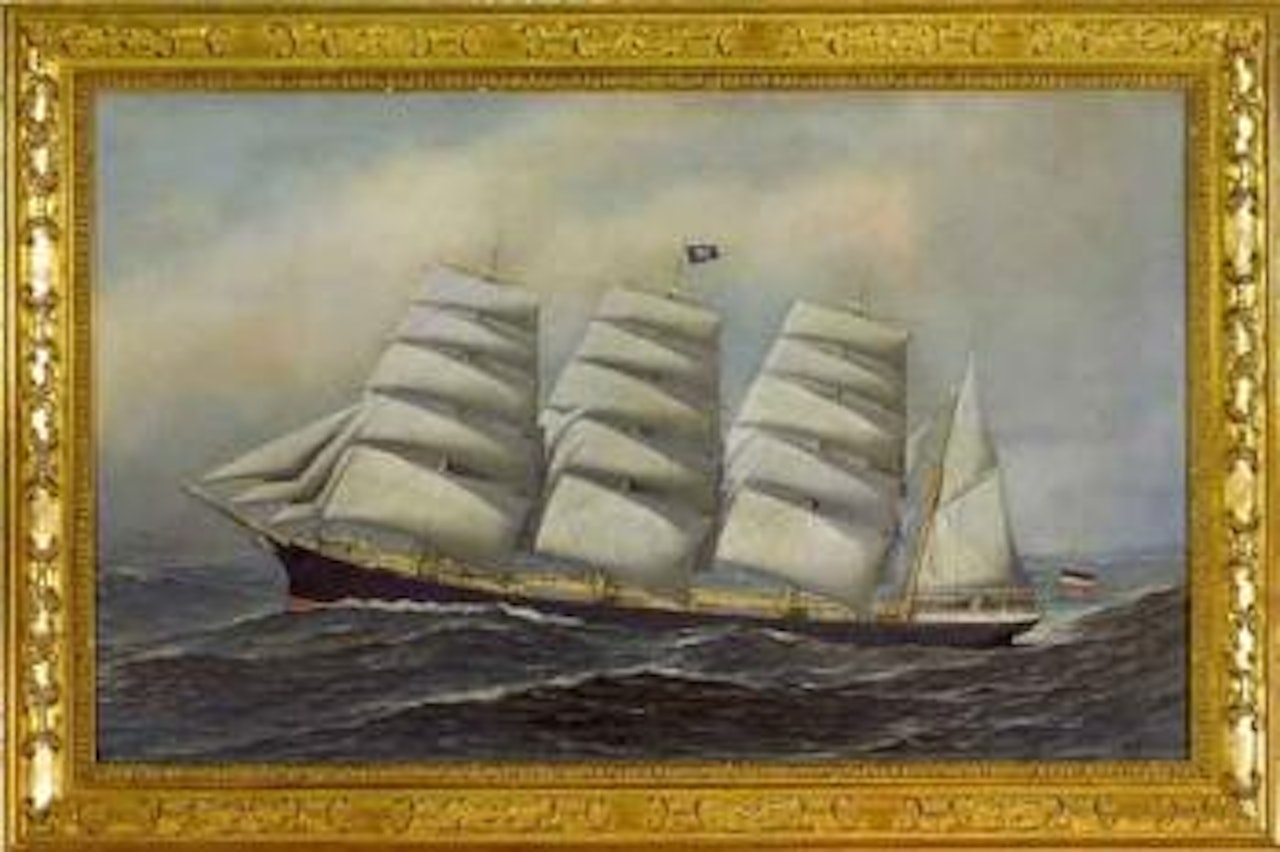 Four masted bark, Bertha by Antonio Jacobsen