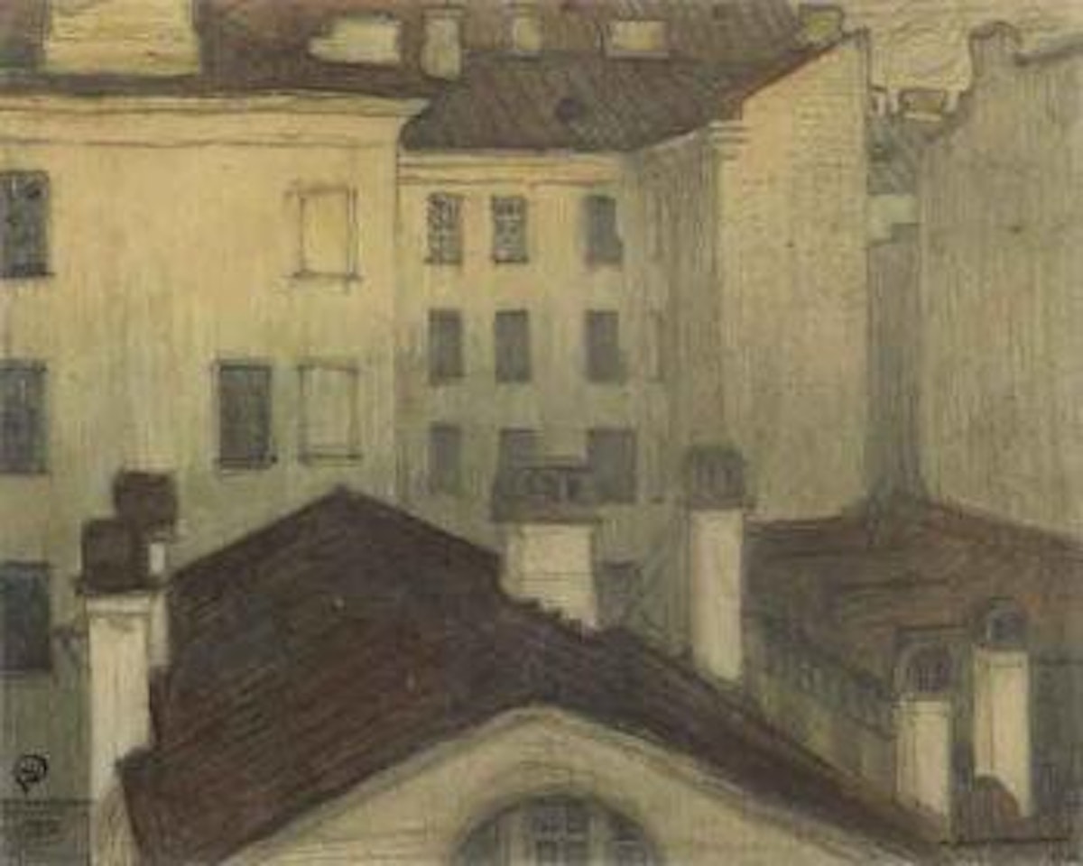 Les toits a Saint-Petersbourg by Mstislav Valerianovich Dobuzhinsky