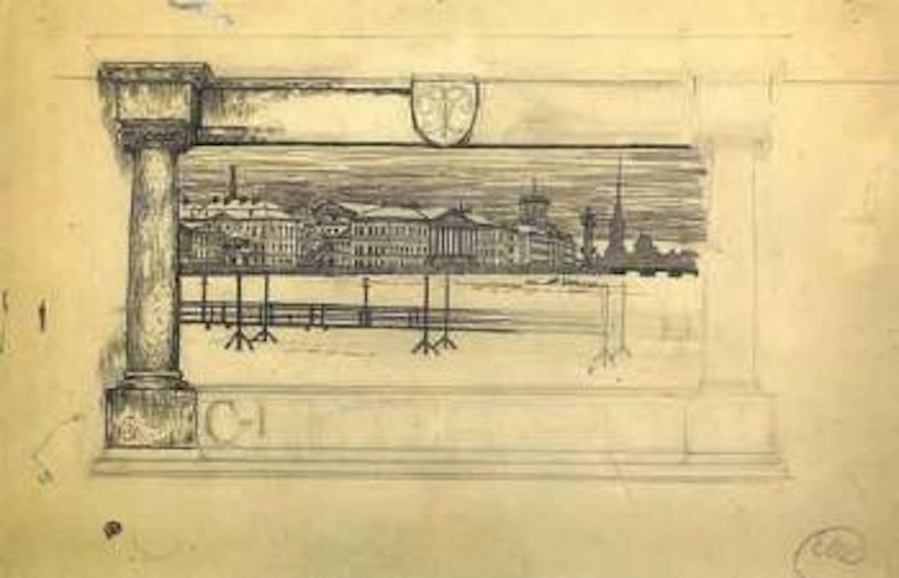 Le Palais d'Hiver au bord de la Neva, Saint-Petersbourg by Mstislav Valerianovich Dobuzhinsky
