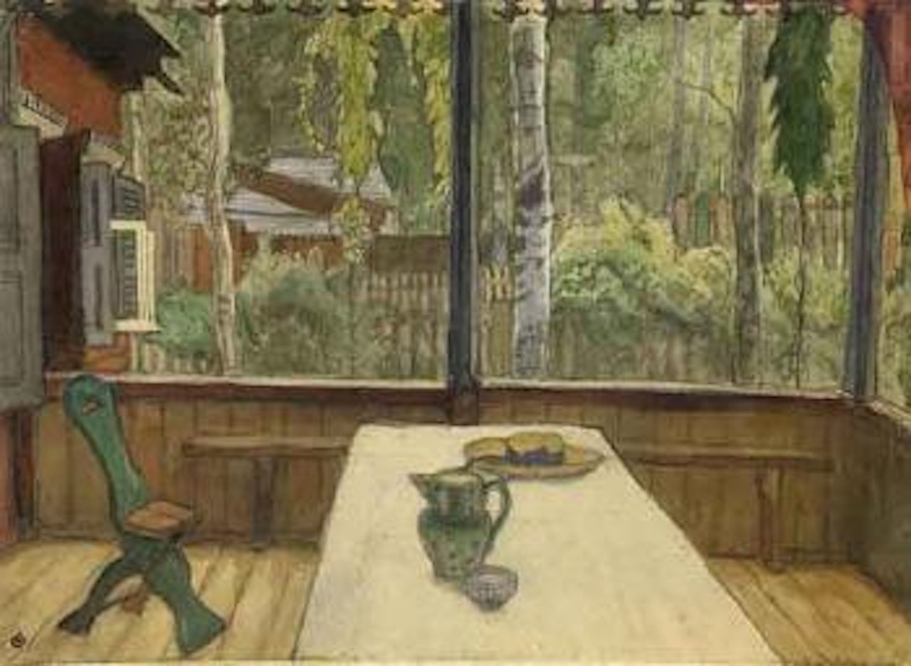 La terrasse a Malaia Ijora, Russie by Mstislav Valerianovich Dobuzhinsky