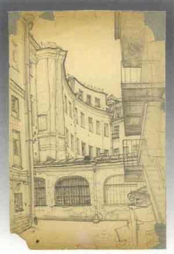 La cour de la Maison des Arts de Saint-Petersbourg by Mstislav Valerianovich Dobuzhinsky