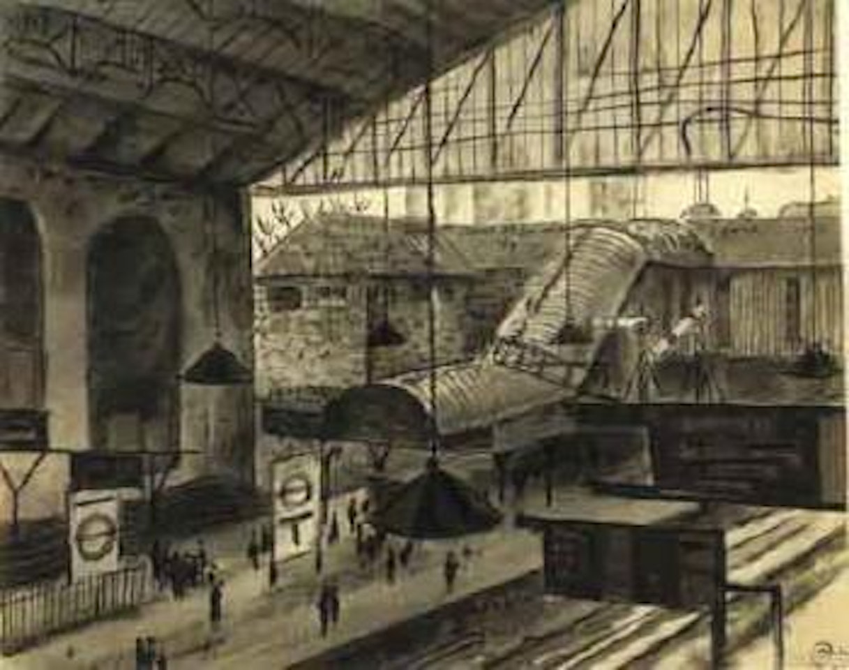 Vue d'une station de metro a Londres by Mstislav Valerianovich Dobuzhinsky