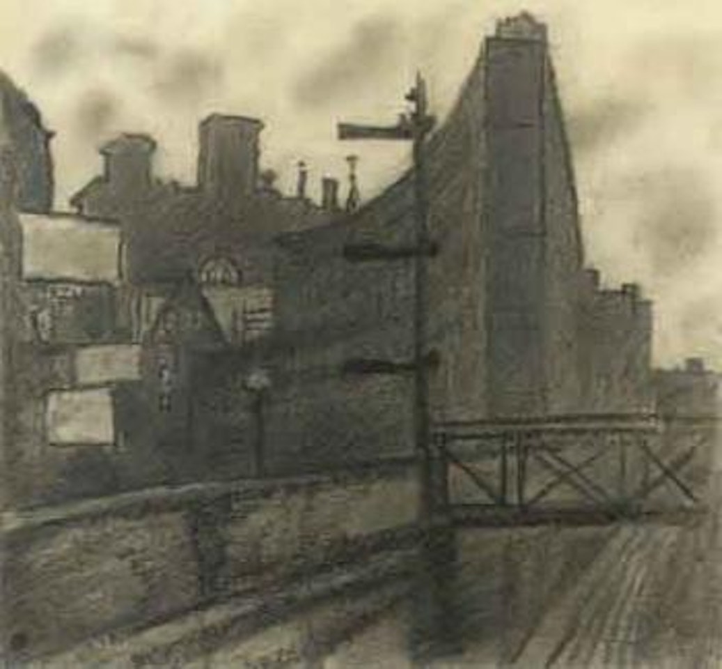 Three Corner House, Boston by Mstislav Valerianovich Dobuzhinsky