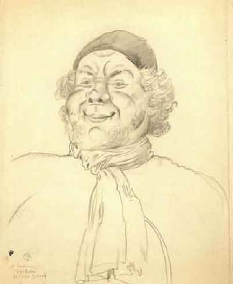 Kucinskas dans le role de Warlaam, Boris Godounov by Mstislav Valerianovich Dobuzhinsky