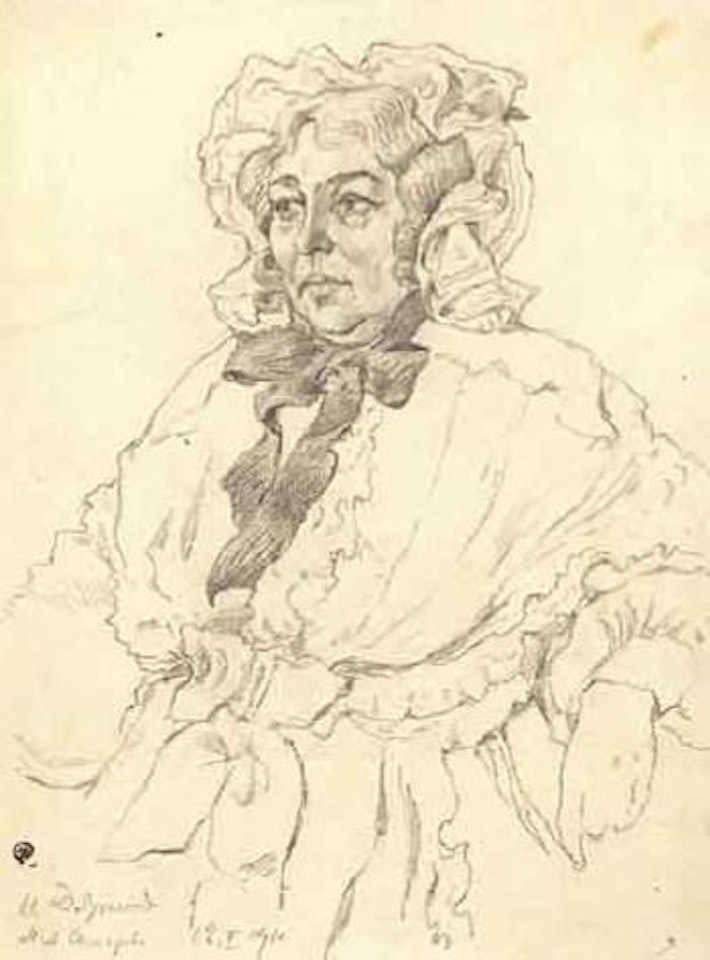 Madame Samarova dans le role de Babouchka by Mstislav Valerianovich Dobuzhinsky