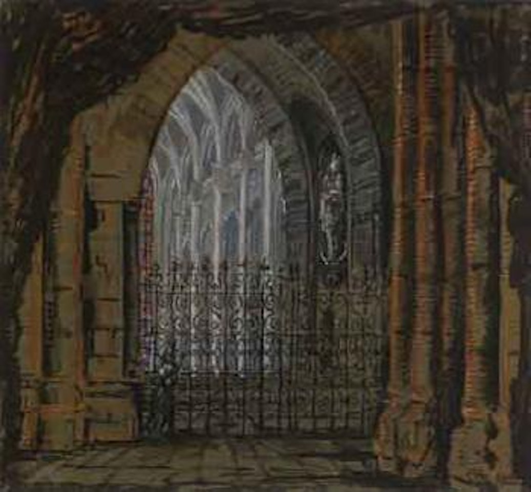 Interieur d'eglise, Faust, Opera National Lituanien, Kaunas by Mstislav Valerianovich Dobuzhinsky