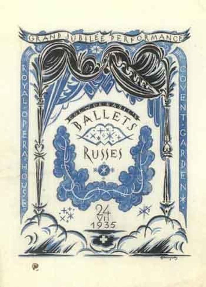 Couverture de programme pour les Ballets Russes au Royal Opera House by Mstislav Valerianovich Dobuzhinsky