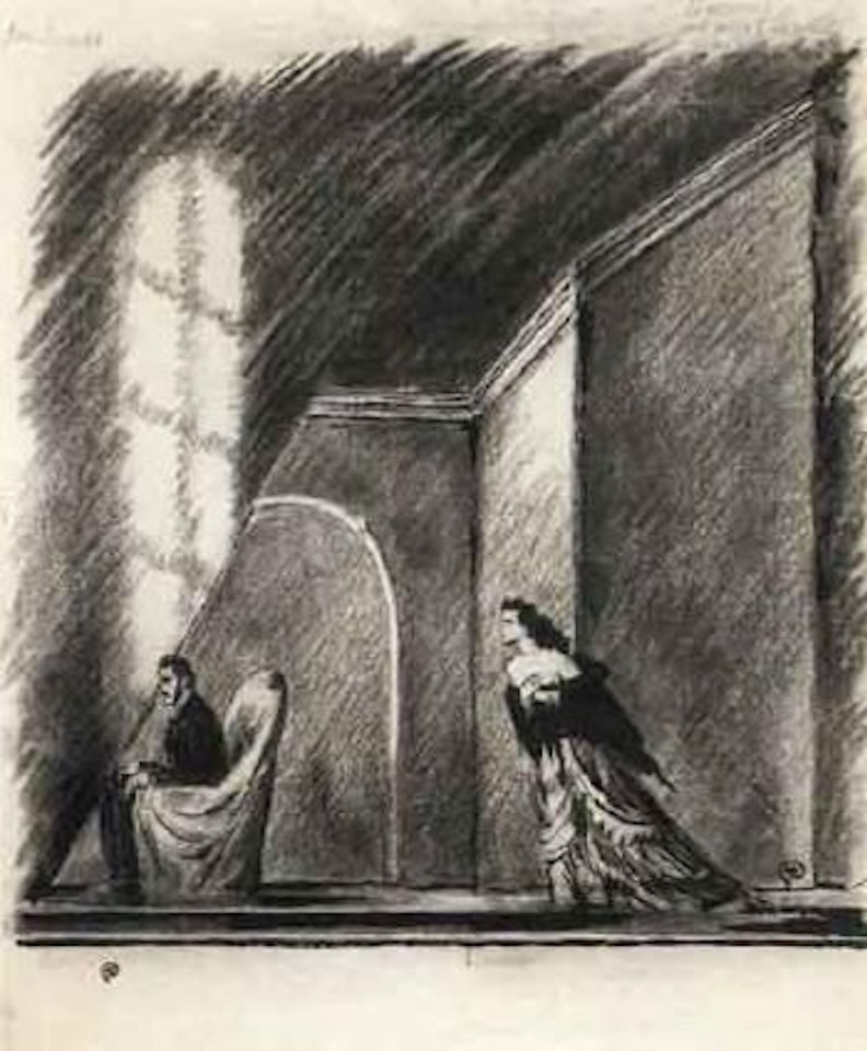 Liza et Stavroguine dans Les Possedes, New York by Mstislav Valerianovich Dobuzhinsky